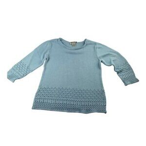 Brittany Black Light Blue Cotton Knit Sweater Womens M
